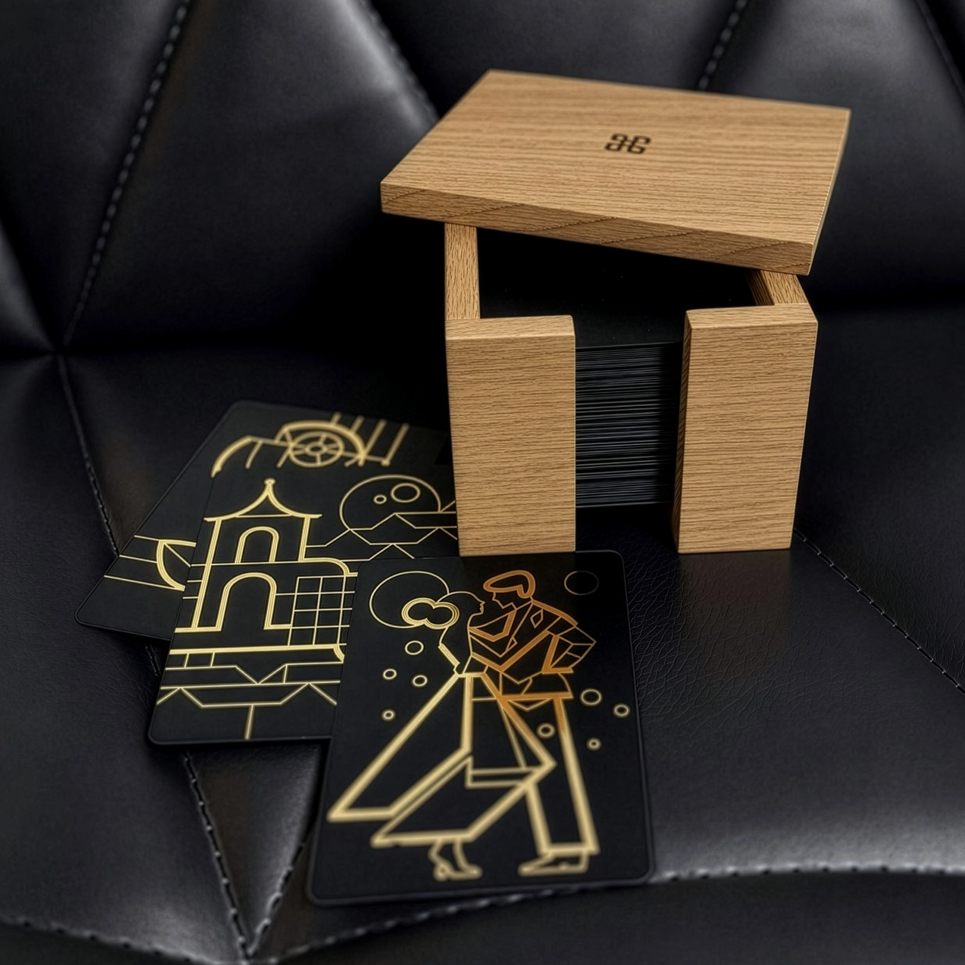 Cofanetto in rovere Odoardo Alibi™ con carte nere e oro